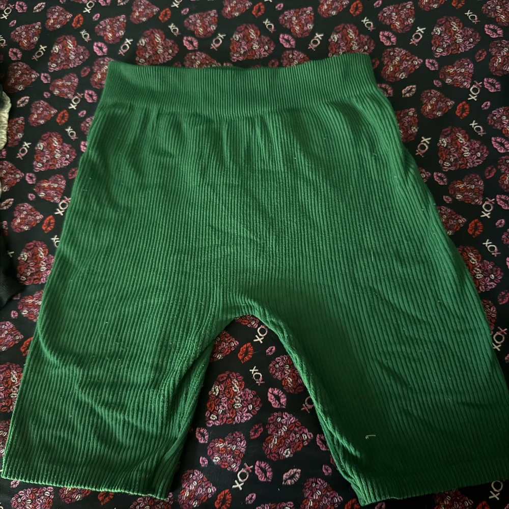 Zara Green Ribbed Shorts